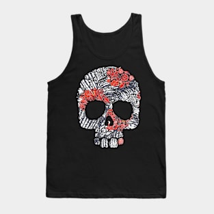 Tropical Floral Red Blue Skull Tank Top